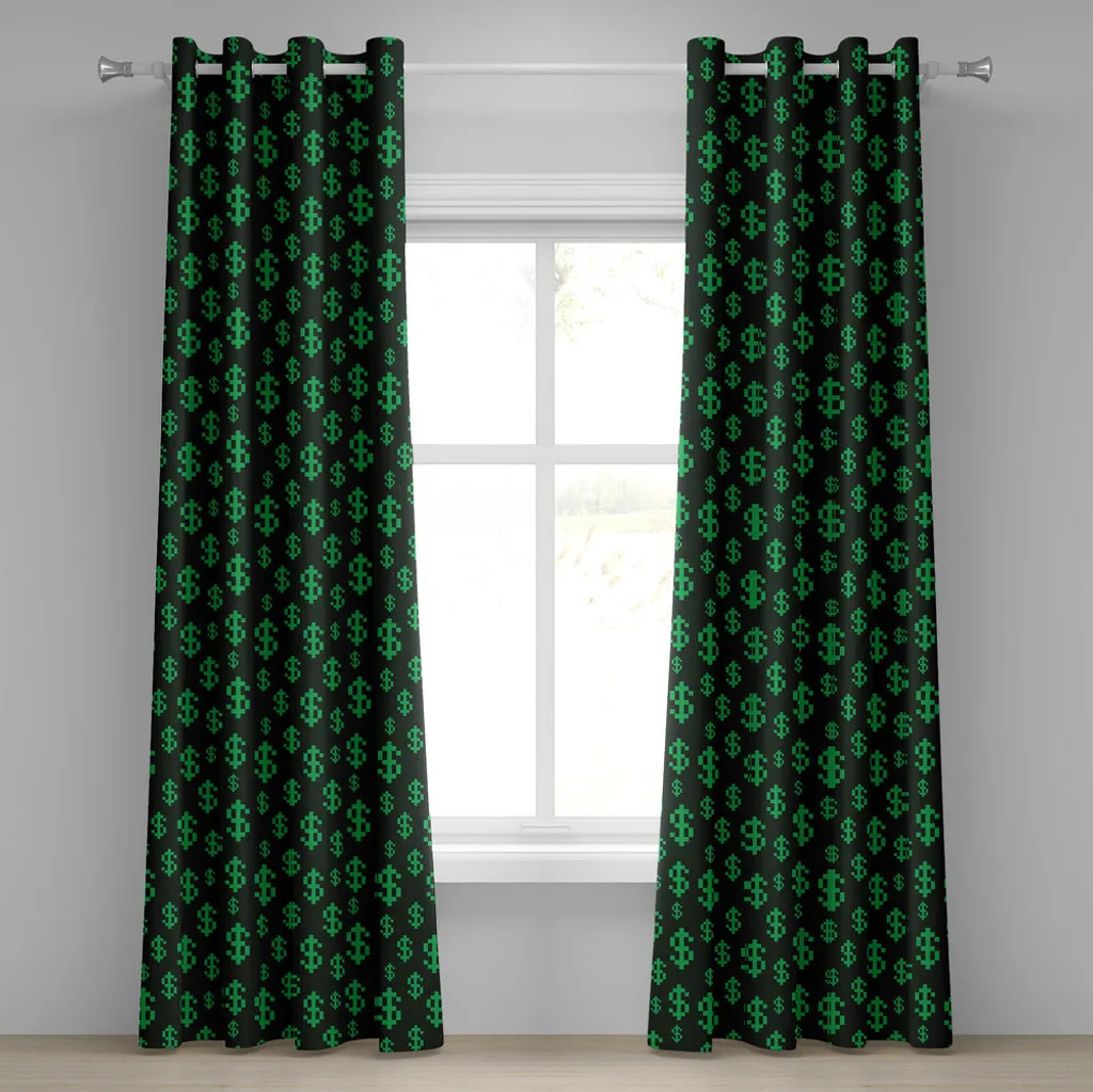 Rideau pour Bureau de Trading ou Salon Geek Motif Dollar Vert 280 cm