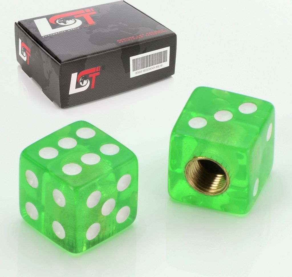 2X Ventilkappe Reifenventil Ventil Kappe Würfel Grün Für Pkw Lkw Motorrad Quad