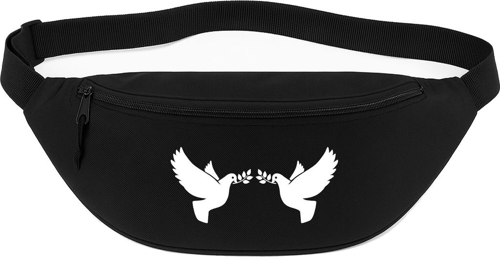 Huuraa Bauchtasche Friedenstauben 2,5 Liter Black Polyester Crossbody Bag Geschenkidee