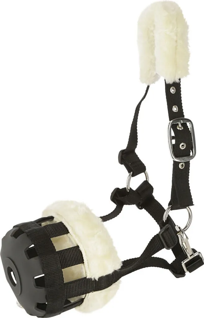 Museruola KERBL in Peluche Nero Pony | Controllo Pascolo Comfort