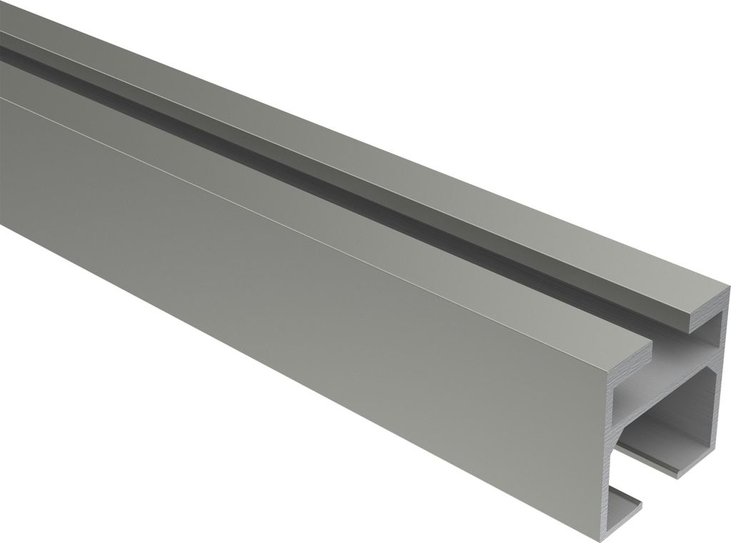 Interdeco Innenlaufprofil eckig / Profilstange für Innenlauf-Gardinenstangen 20 x 20 mm Satin-Silber, 160 cm