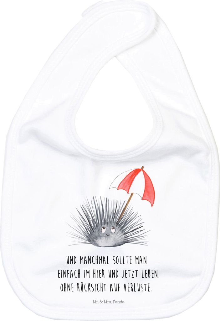 Mr. & Mrs. Panda Organic Babylätzchen Seeigel - Weiß - Geschenk, Sabber Lätzchen, Hier und Jetzt, Kinderlätzchen, Selbstliebe, Schlabberlatz, L...
