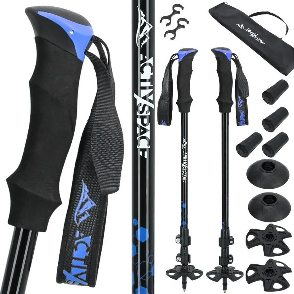 Bâtons de trekking bleus K07 anti-chocs pour soulager vos genoux