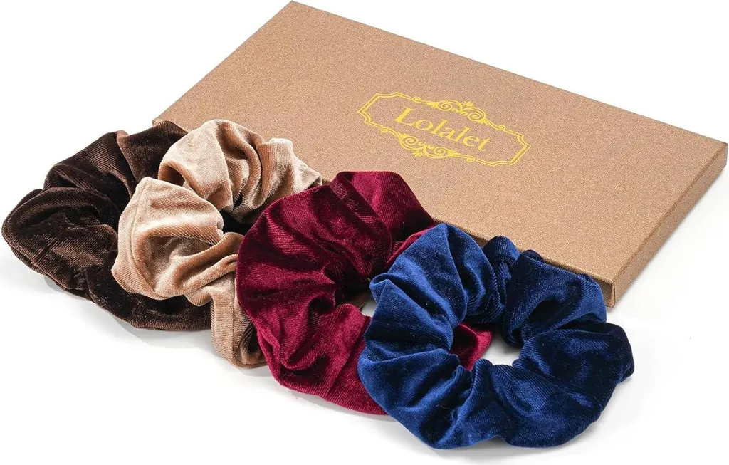 Lolalet 4 Scrunchies Velours pour Coiffures Rapides et Confortables Femme
