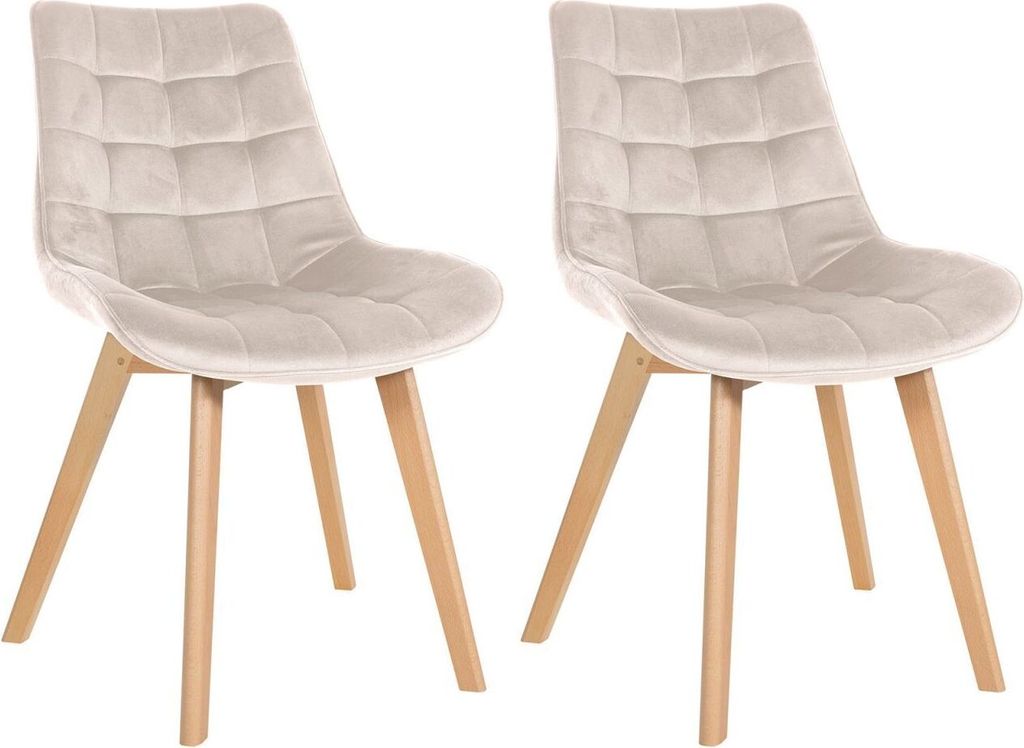 2er Set Stühle Brook Samt creme