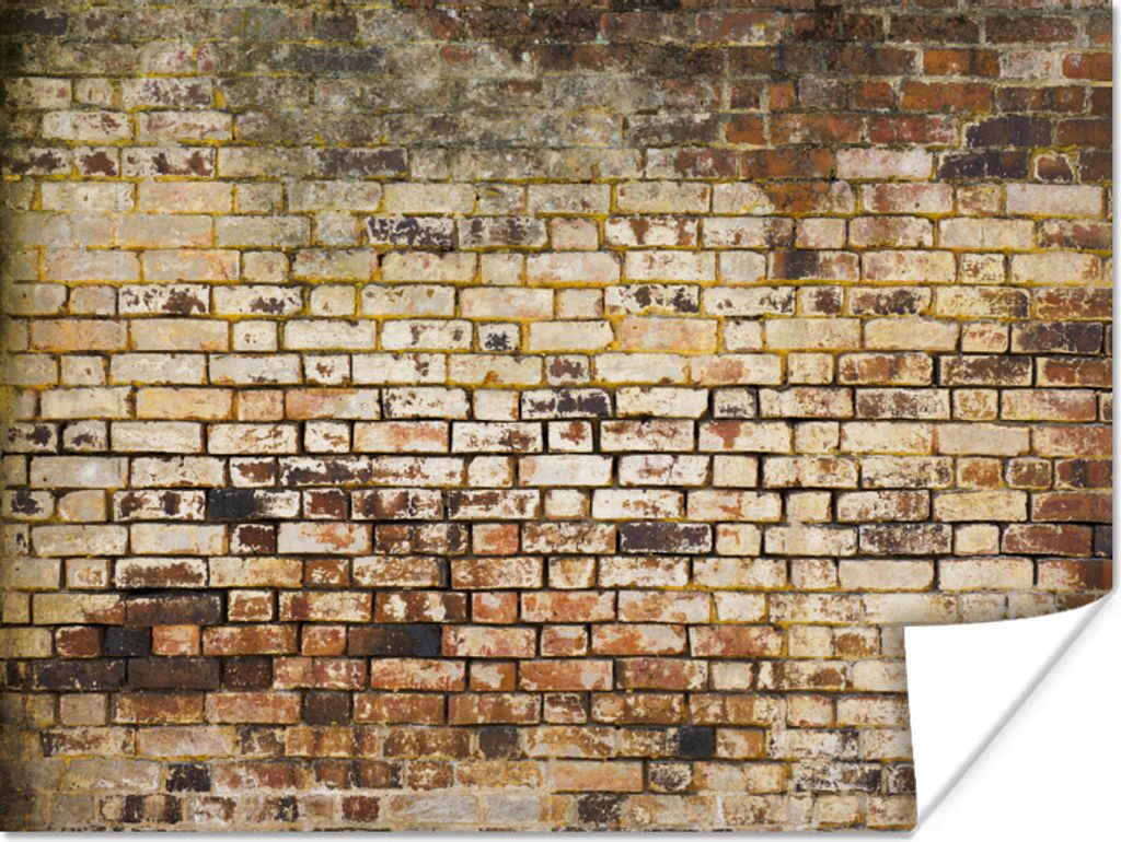MuchoWow Poster Ziegelstein - Abgenutzt - Wand 40x30 cm - Plakate für die Wände - Poster Wohnzimmer