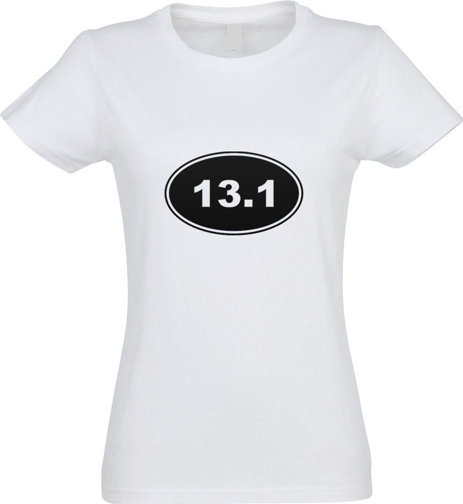 Kiwistar - T-Shirt tailliert - Damen - Weiss - 13.1 Run - mit Motiv Bedruckt - Funshirt Design - Sport - Freizeit - Damen - M