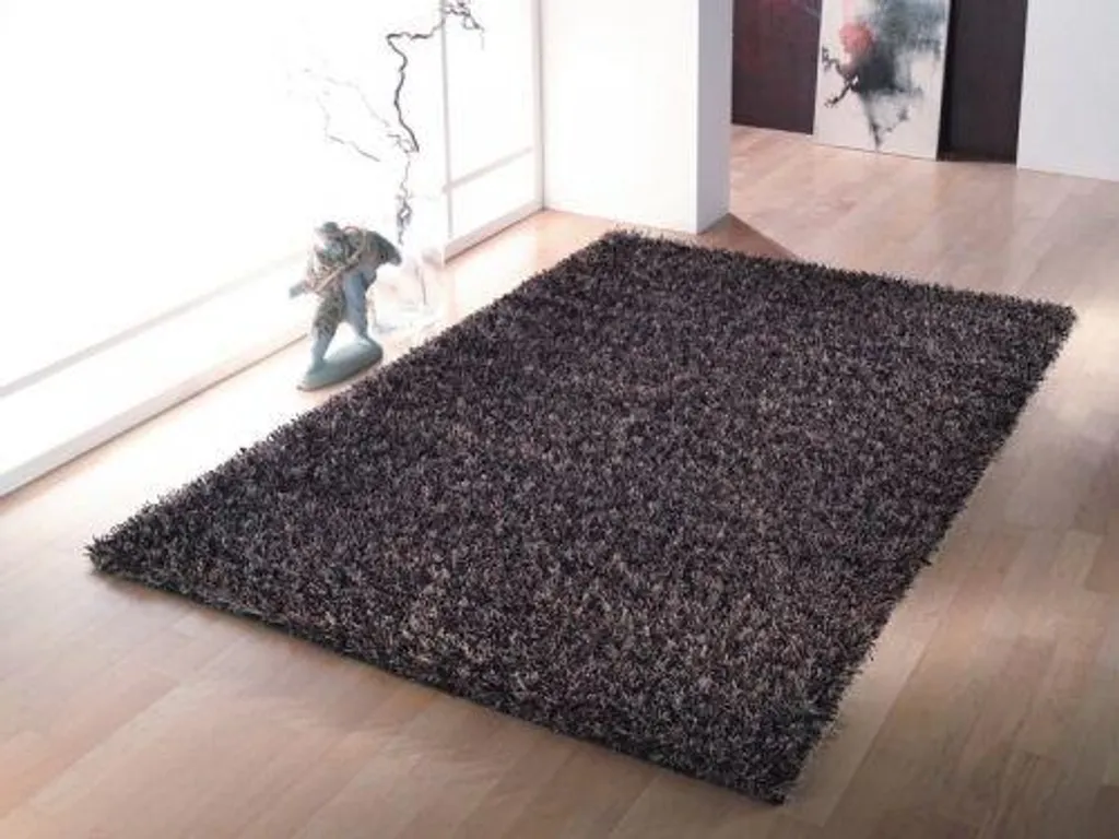 Grand Tapis de Salon Noir à Poils Longs 200x200 cm Style Shaggy