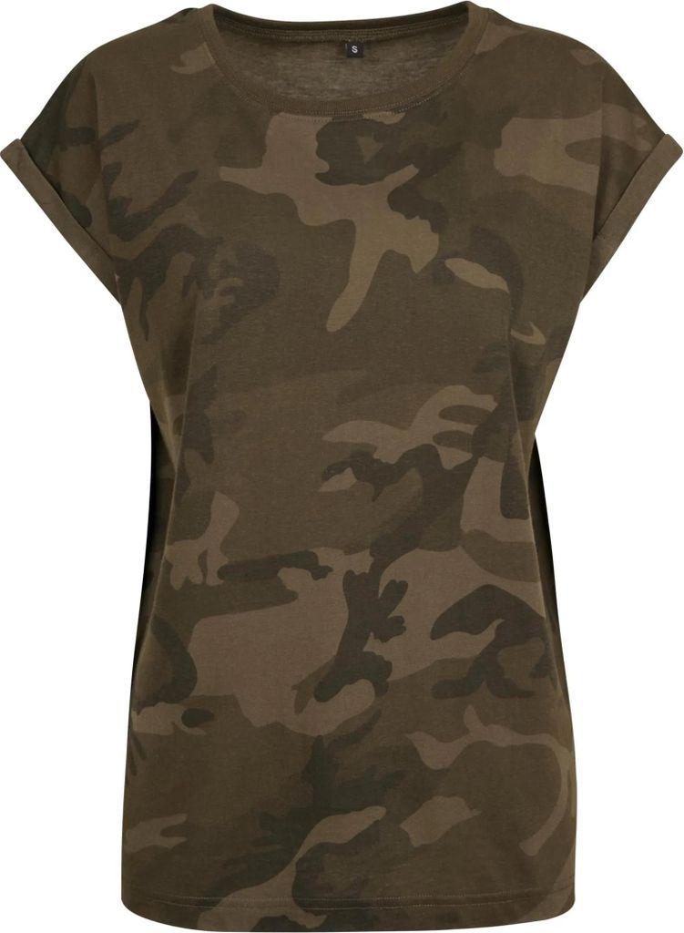 Build Your Brand Kurzarm-T-Shirt für Frauen Techier tarngrün XL