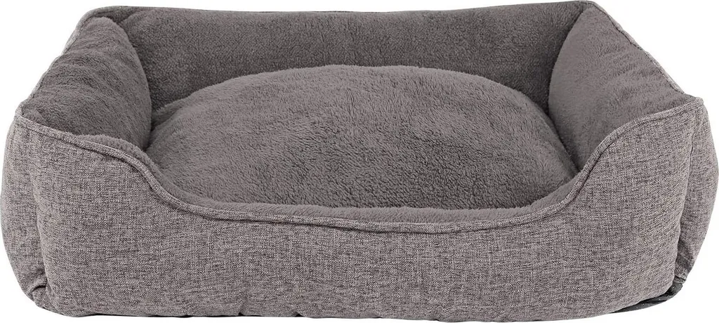 Lit chien déhoussable et antidérapant - Couchage doux gris taille 75x60