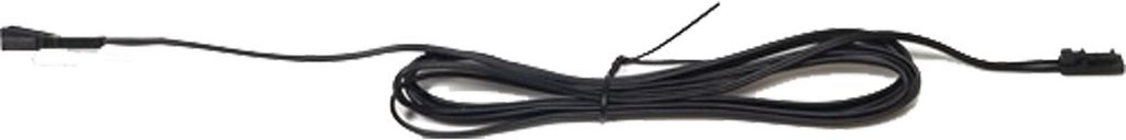 A black cable with connectors on both ends, laid out on a white background.