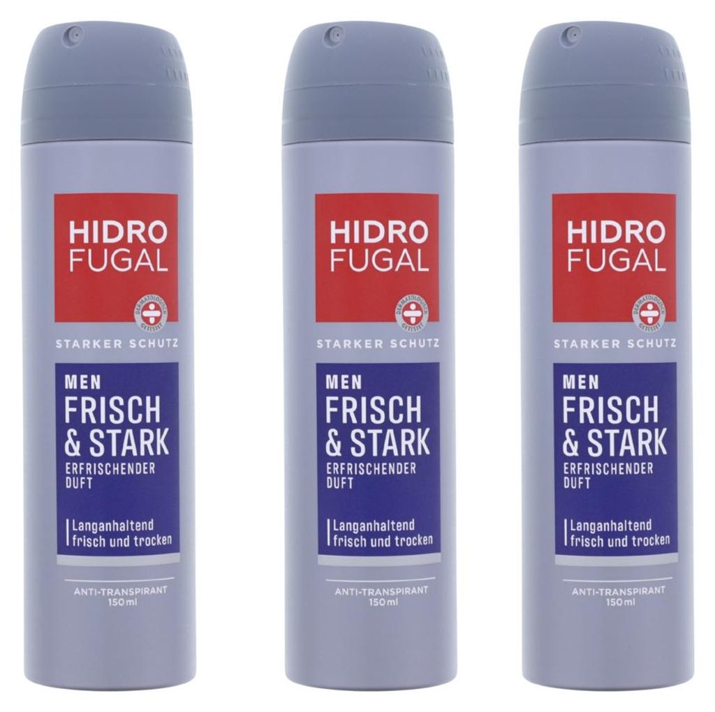 3 x Hidrofugal Men Frisch & Stark Deo Spray je 150ml Anti Transpirant Erfrischender Duft