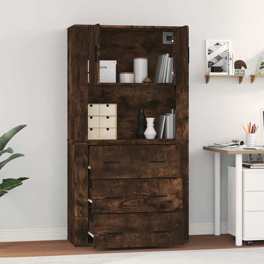 The Living Store Highboard Räuchereiche Holzwerkstoff Produktbild 