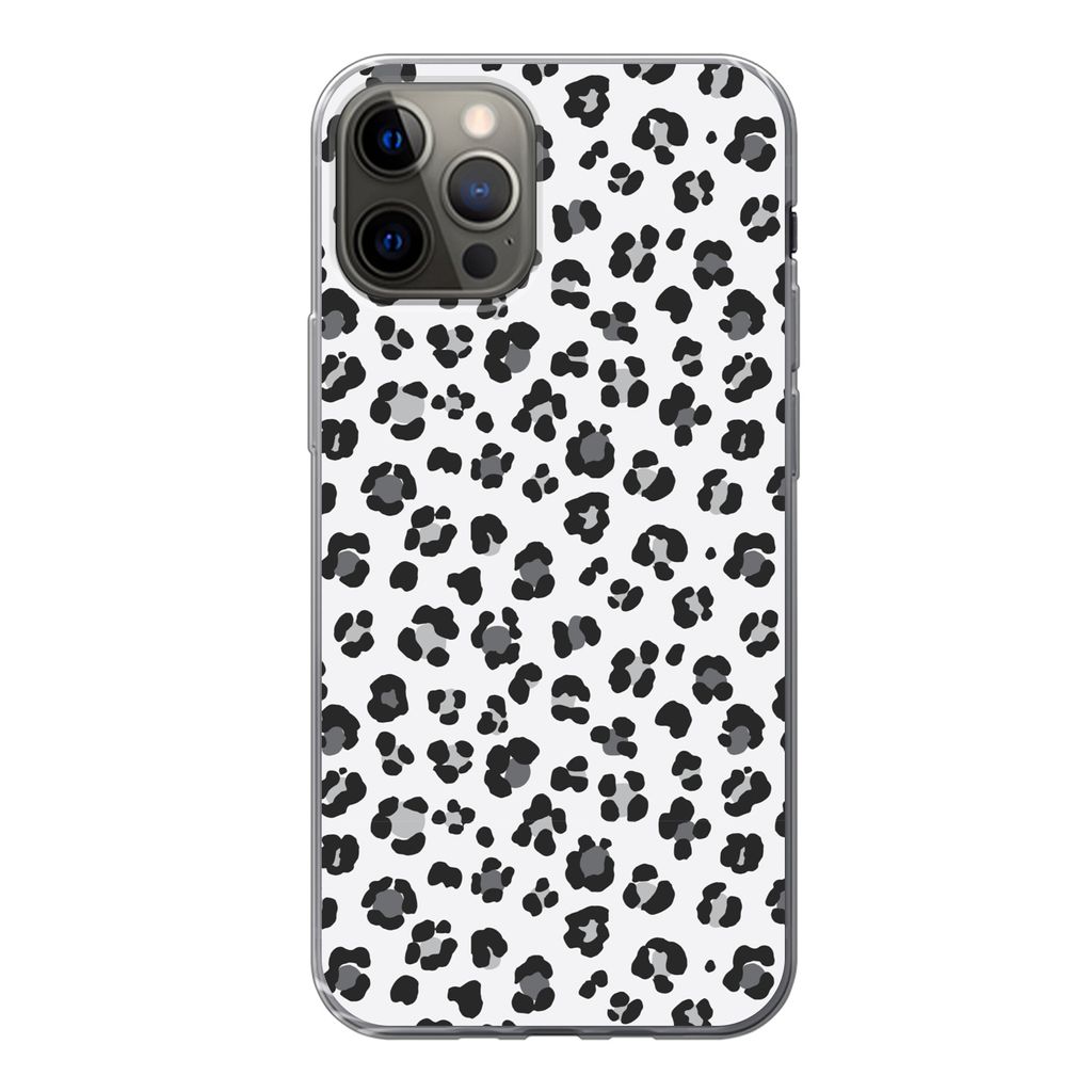 MuchoWow Handyhülle Schutzhülle Hülle für iPhone 13 Pro Panther Druck - Grau - Abstrakt Silikon Softcase Handy Hülle - Handy-Tasche