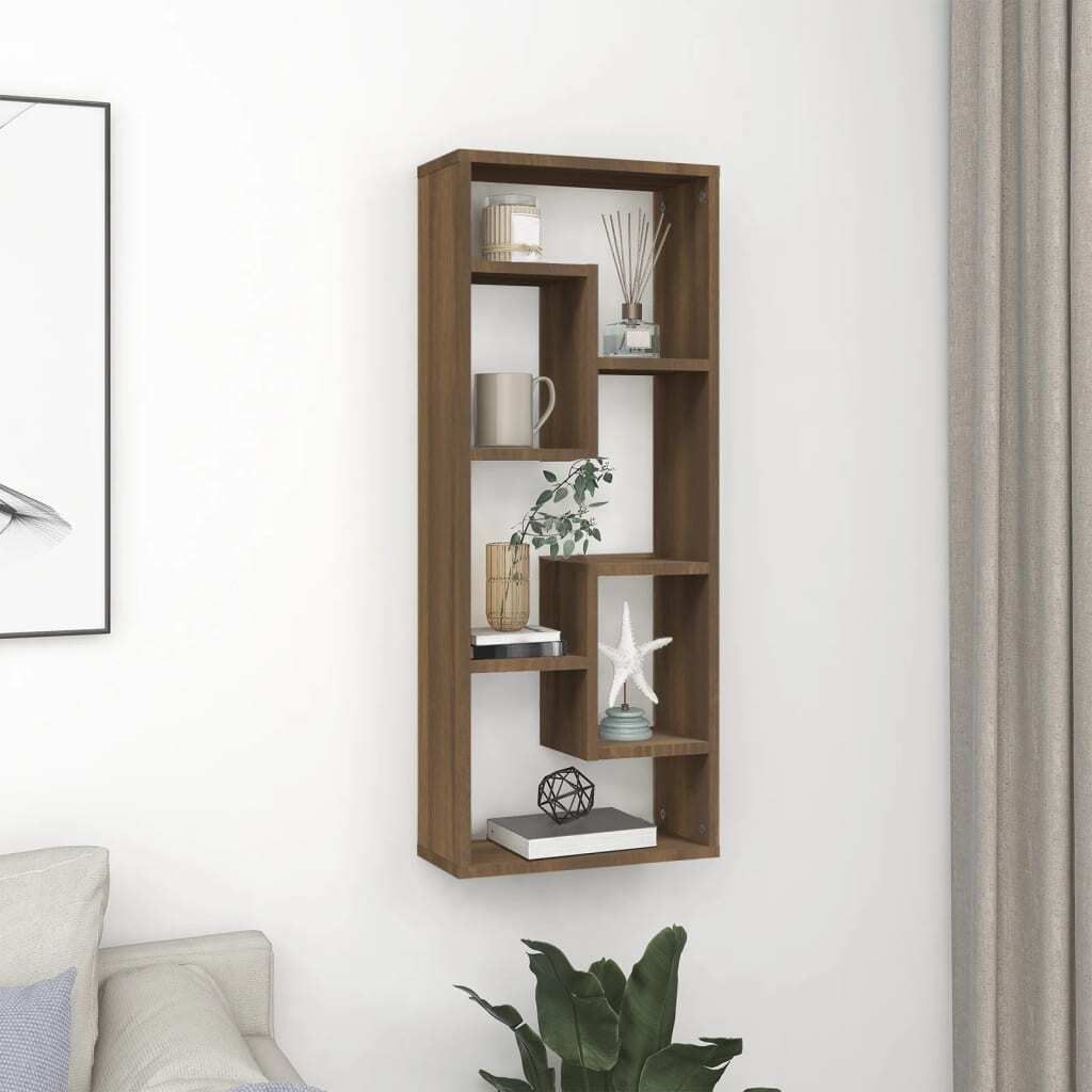 "2026 Promotion" Wandregal, Wandboard für Wohnzimmer, Braun Eichen-Optik 36x16x90 cm Holzwerkstoff - Hängeregal CC28030