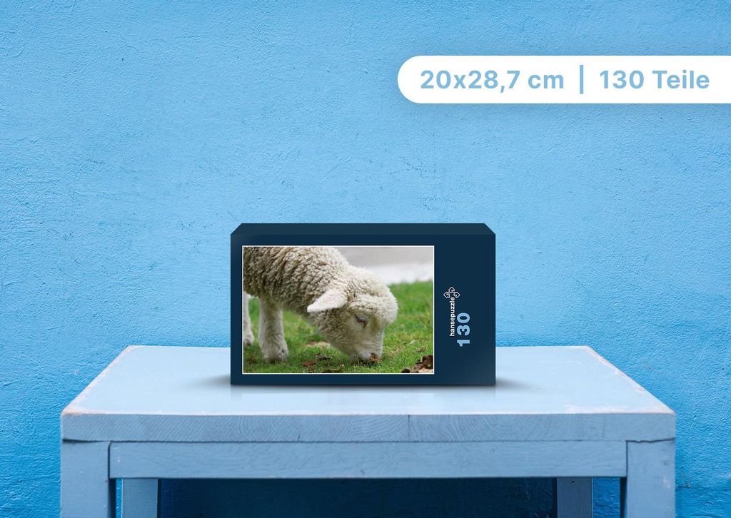 hansepuzzle 96687 - Lamm Puzzle, 130 Teile, Tierwelt, 28,7 x 20,0cm mit hochwertiger Aufbewahrung, Kartonbox und wiederverschließbarem Beutel