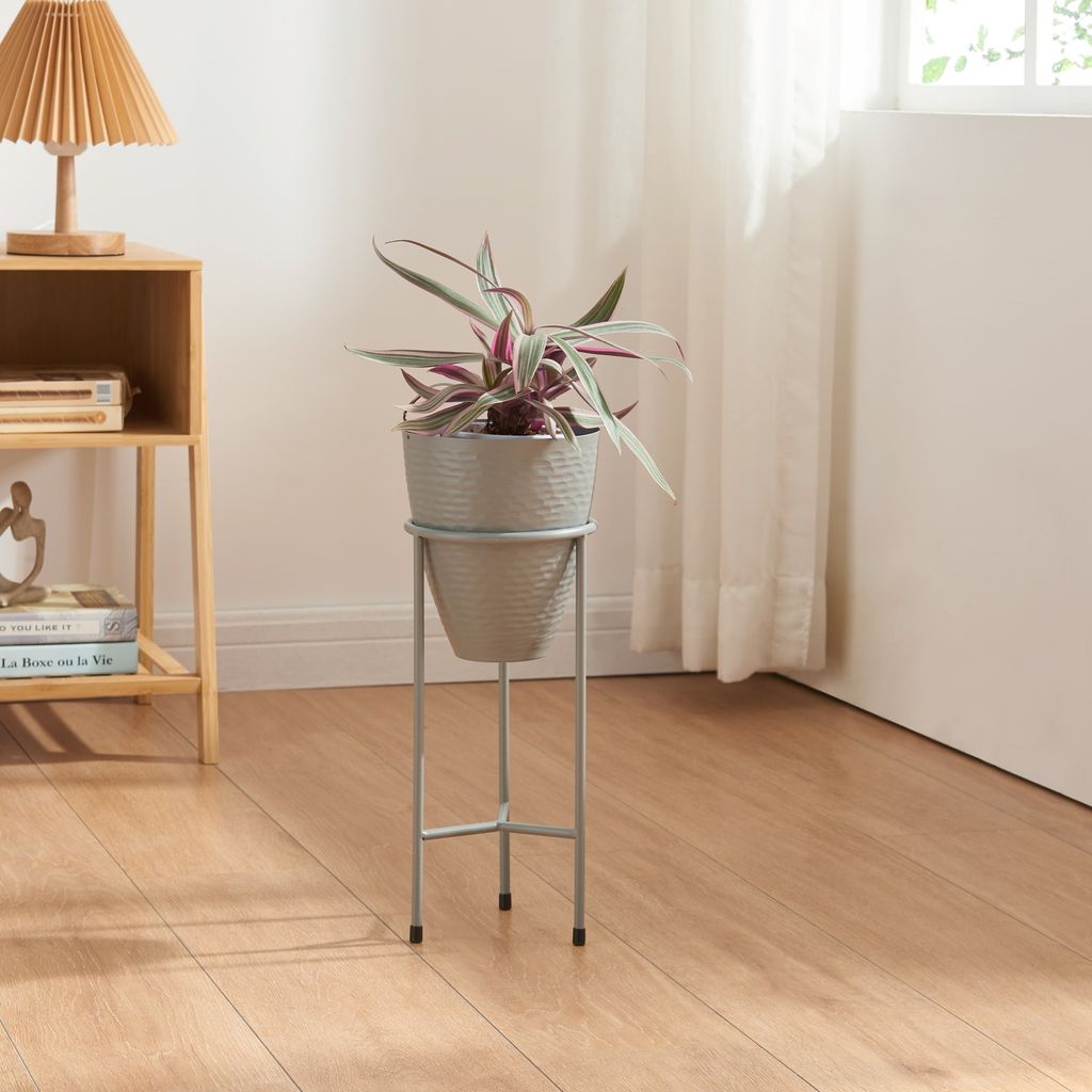 Pflanzenständer ‘Asten’ mit Blumentopf Metall 40,5x16 cm Grau