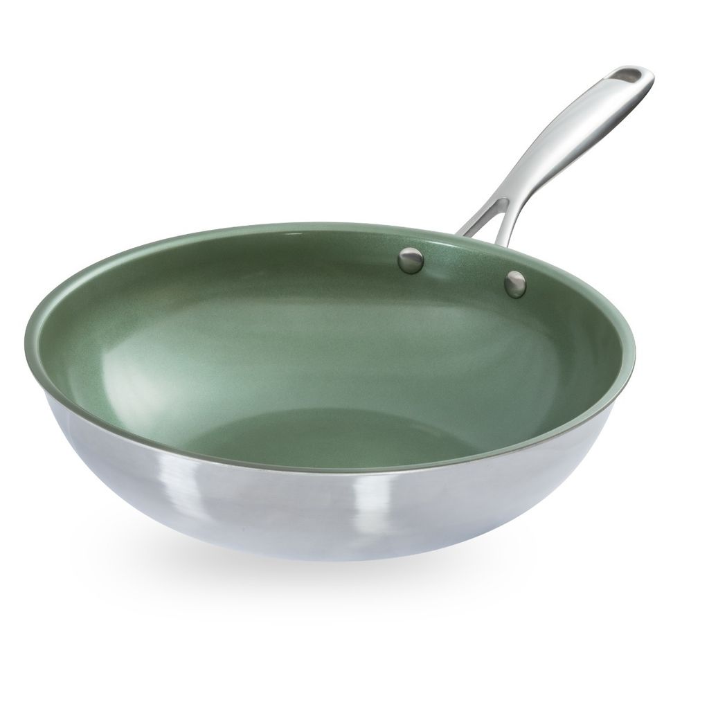 Just Vegan ECO Wok-Pfanne CeraVegan 28 cm Edelstahl Grün