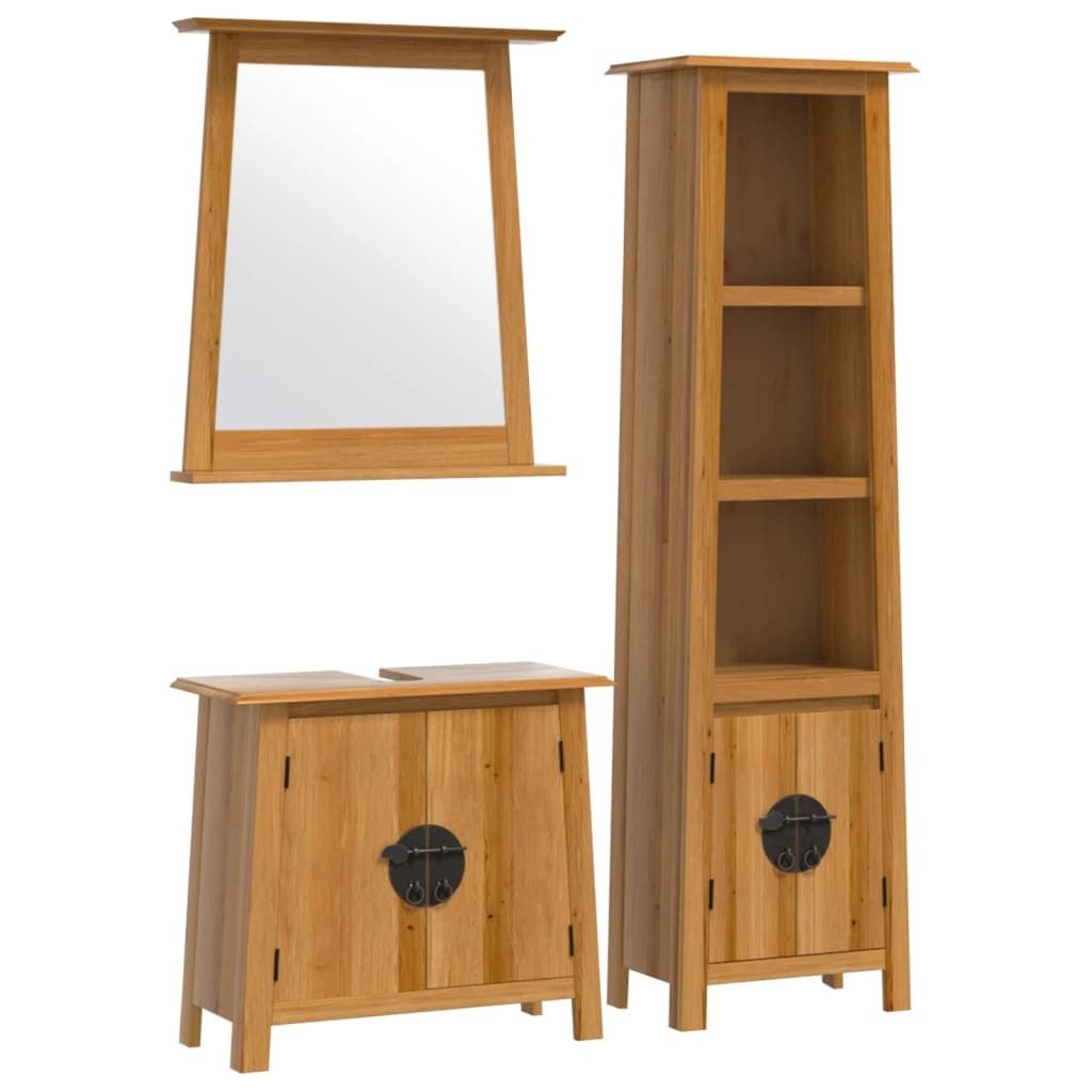 "2026 Aktion" 3-tlg. Badmöbel-Set stylische - Badezimmerschrank, Badschrank - Massivholz Kiefer - Badezimmerschränke NeuMöbel637668