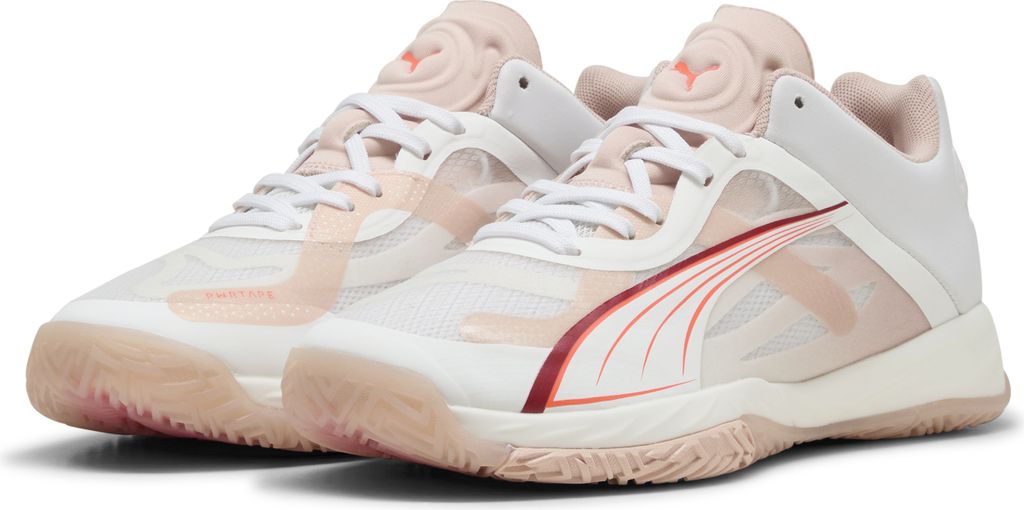 Puma Accelerate NITRO SQD W+ Hallensportschuhe Damen weiß glowing rot rose quartz alpine snow Gr 44