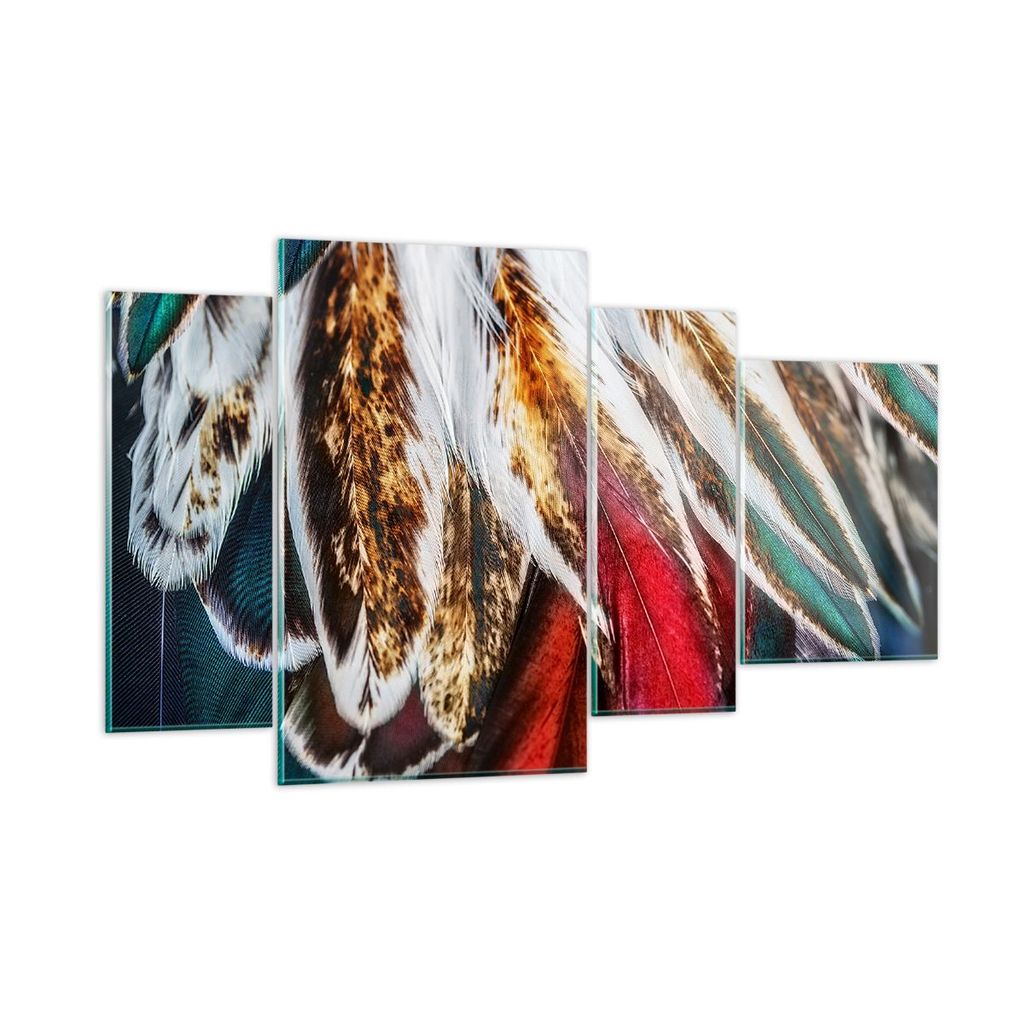 Bilder auf glas - Federn Federn Vogel - 120x70cm - Glasbilder - Wandbilder - Kunstdruck - zum Aufhängen bereit - Wanddekoration aus Glas - Glas Bi...
