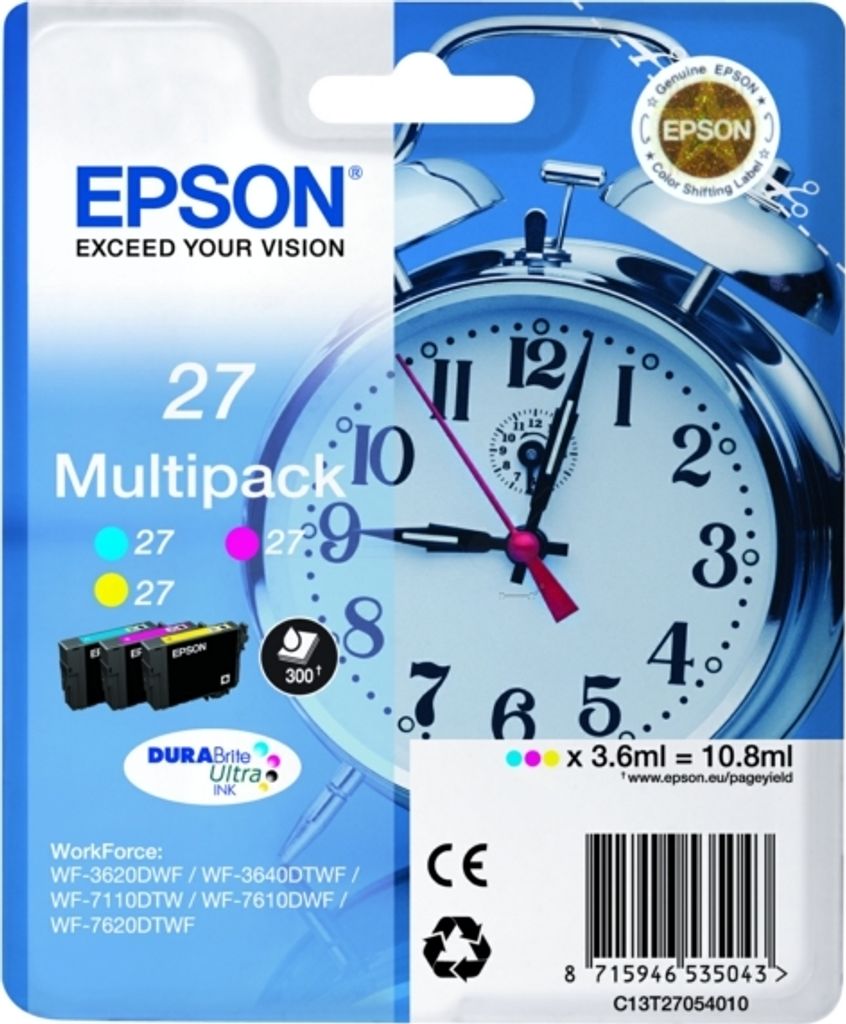 Epson Alarm clock Multipack 3-clr 27 DURABrite Ultra Ink EasyMail