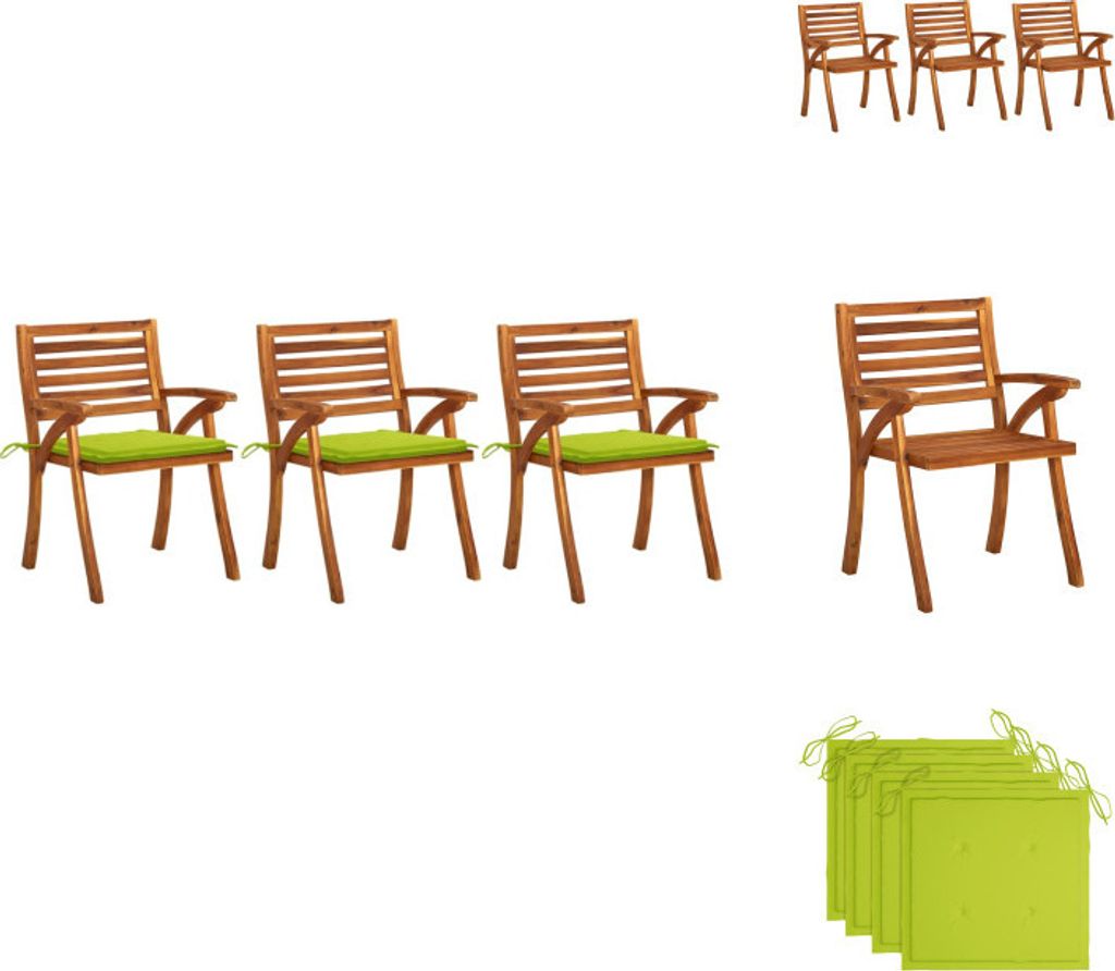 vidaXL Garten-Essstühle mit Kissen 3 Stk. Massivholz Akazie - Gartenstühle