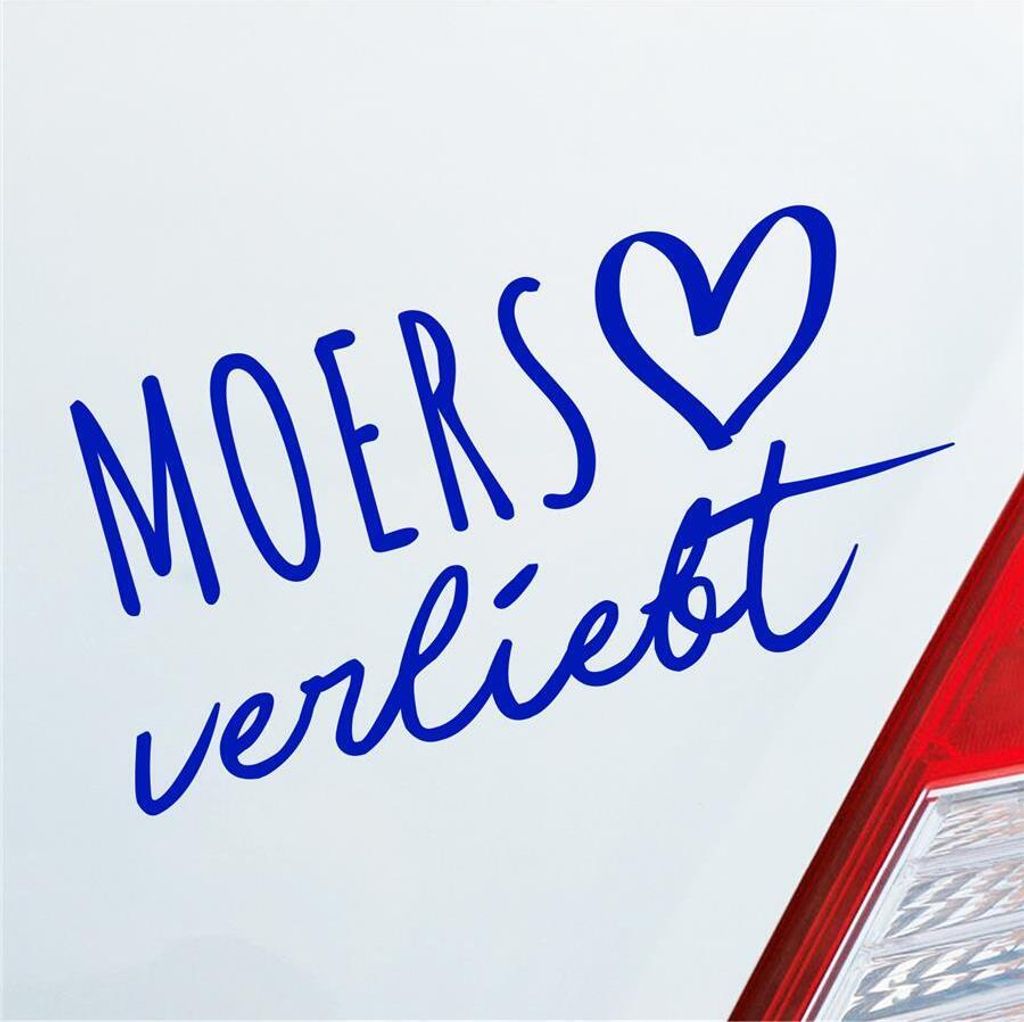 Auto Aufkleber Moers verliebt Herz Stadt Heimat Liebe Car 19x10 cm Dunkelblau Sticker Heckscheibenaufkleber