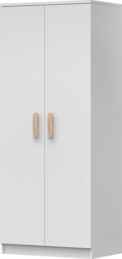 Armoire 80 cm blanc mat Jonas 06 avec poignées bois Sonoma naturelles