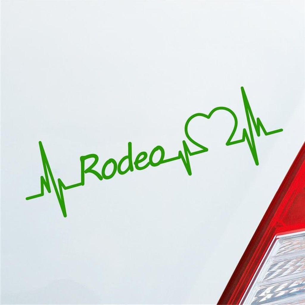Auto Aufkleber Rodeo Herzschlag Stier Wettkampf Reiten Sport Liebe 19x6 cm Hellgrün Sticker Heckscheibenaufkleber