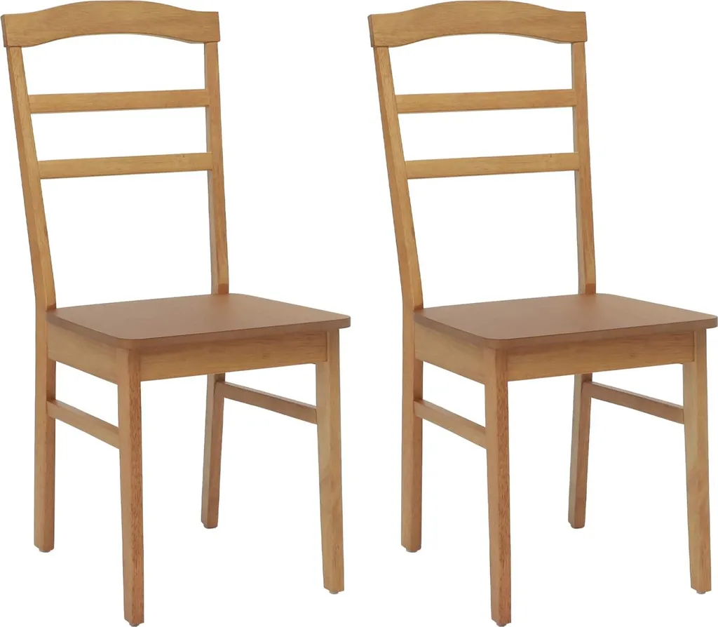 Set 2 Sedie da Pranzo vidaXL Legno Gomma Massello Naturale Stile Nordico