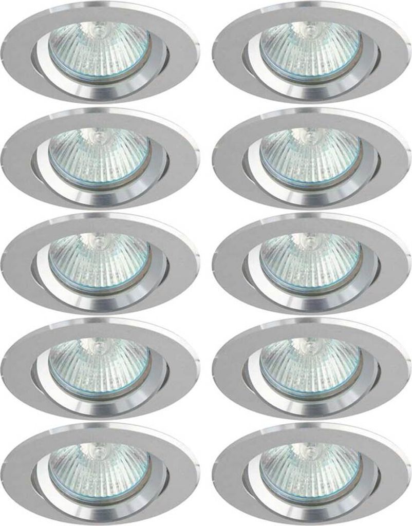 10 x Einbaustrahler Einbauleuchte AXEL DT050 Aluminium rund max. 35W ohne Leuchtmittel schwenkbar