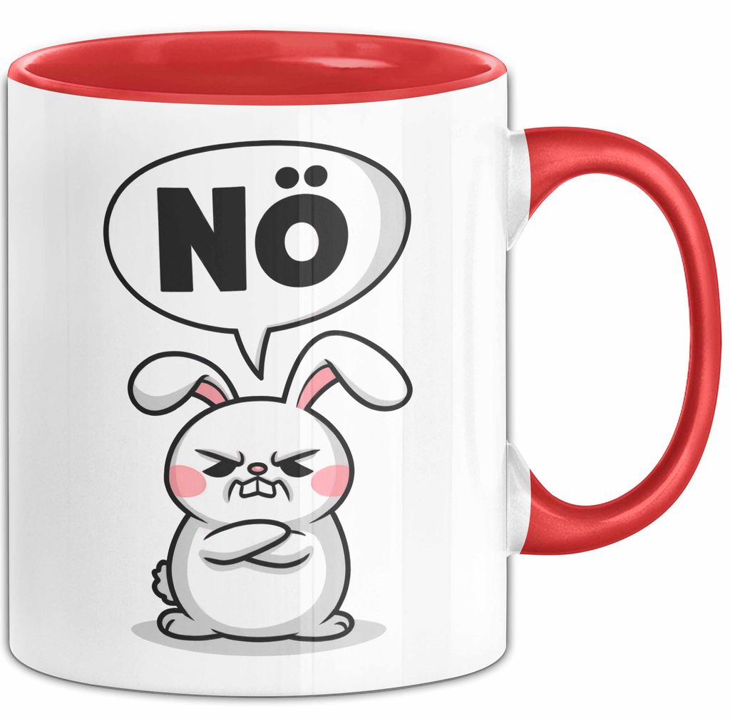 Sarkastische Kaninchen Hase Tasse Geschenk Lustige Geschenkidee Spruch Nö (Rot)