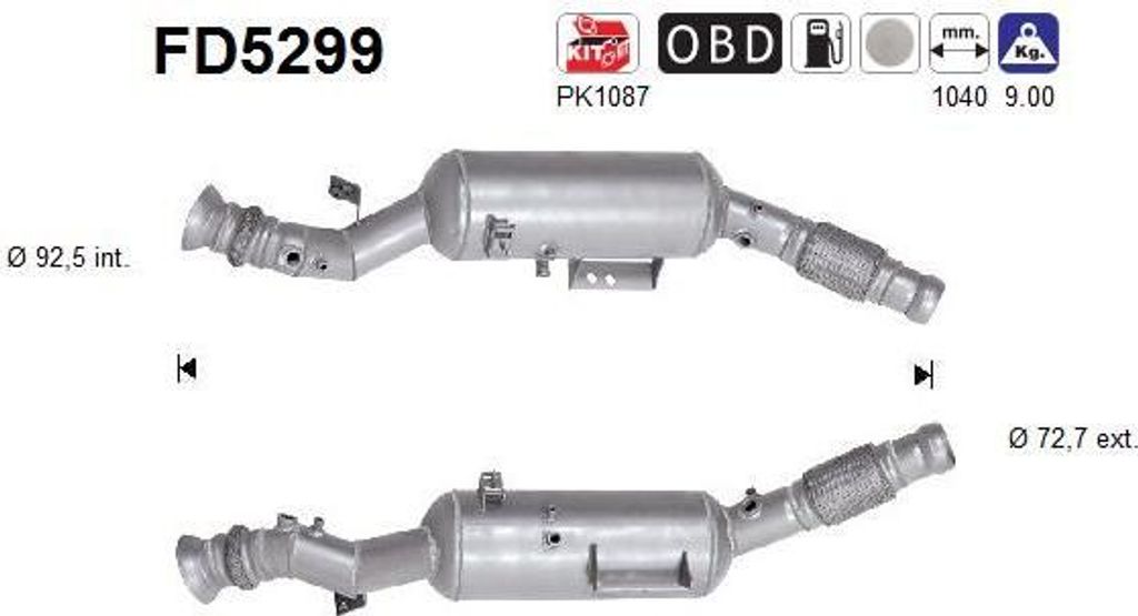 AS FD5299 Ruß-/Partikelfilter, Abgasanlage OE 9074902401 kompatibel mit Sprinter