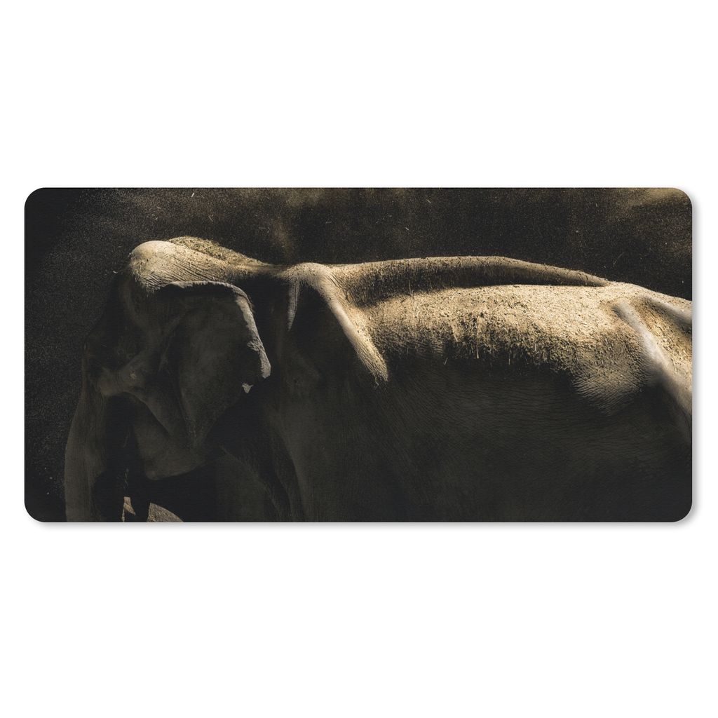 MuchoWow Mauspad Mousepad Elefant - Schlamm - Tiere - Schwarz 60x30 cm - Mousepads - Maus Mat - Pad - Mausunterlage - Nachhaltig