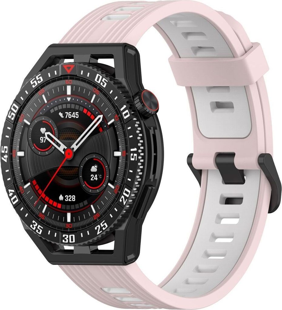 Smartwatch Armband Armbänder 22 mm für Samsung Galaxy LG Watch Honor Garmin, Farbe:Rosa / Weiß