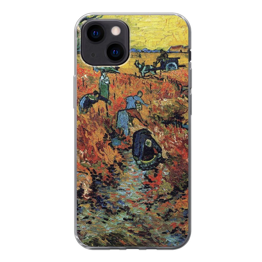 MuchoWow Handyhülle Schutzhülle Hülle für iPhone 13 mini Der rote Weinberg - Vincent van Gogh Silikon Softcase Handy Hülle - Softcase