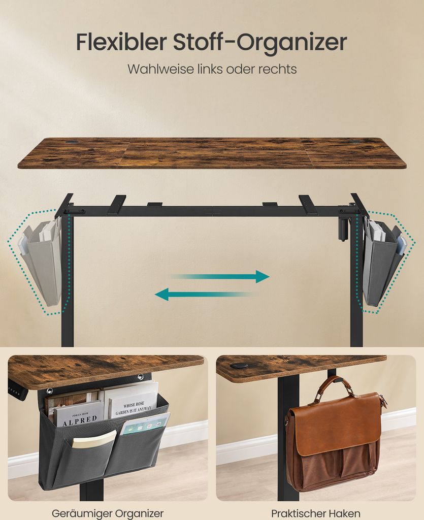 SONGMICS Höhenverstellbarer Schreibtisch elektrisch 160cm 4 Produktbild 7