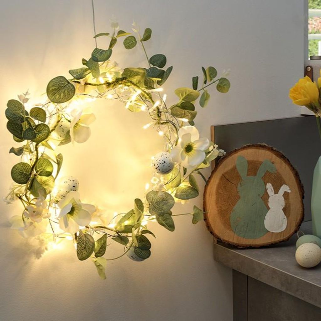 LED-Dekokranz Metallkranz mit Timer, 120 LED warmweiß; Ø 45 cm für außen 577938