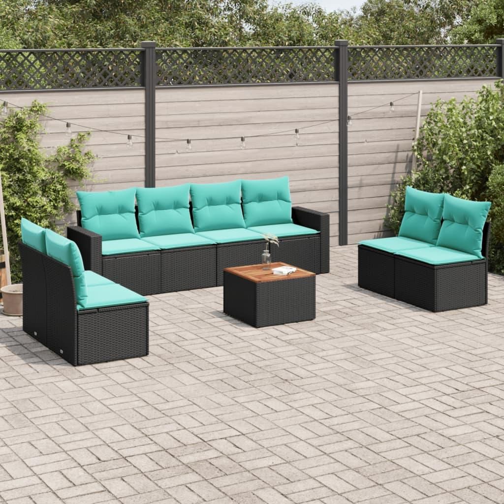 Maison Exclusive - 9-tlg. Garten-Sofagarnitur mit Kissen Schwarz Poly Rattan