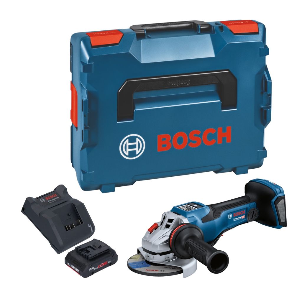 Bosch GWS 18V-15 PSC Professional Akku Winkelschleifer 18 V 125 mm BITURBO Brushless + 1x ProCORE Akku 4,0 Ah + Ladegerät + L-Boxx