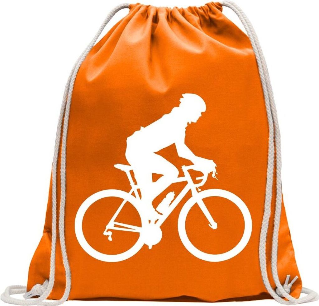 Kiwistar - Turnbeutel - mandarin - Rennrad Fahrrad Figur - Fun Rucksack Sport Beutel Gymsack Baumwolle mit Ziehgurt