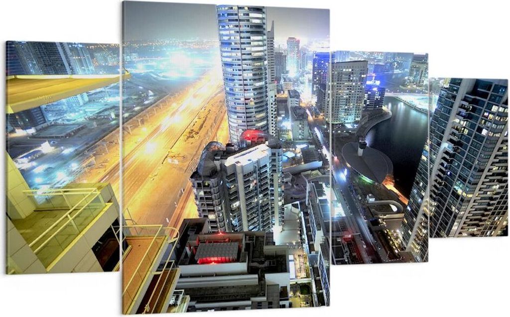 Bild auf Leinwand - Leinwandbild - Architektur Industrie Nacht Licht - 160x90cm - Wand Bild - Wanddeko - Leinwanddruck - Bilder - Kunstdruck - Lein...