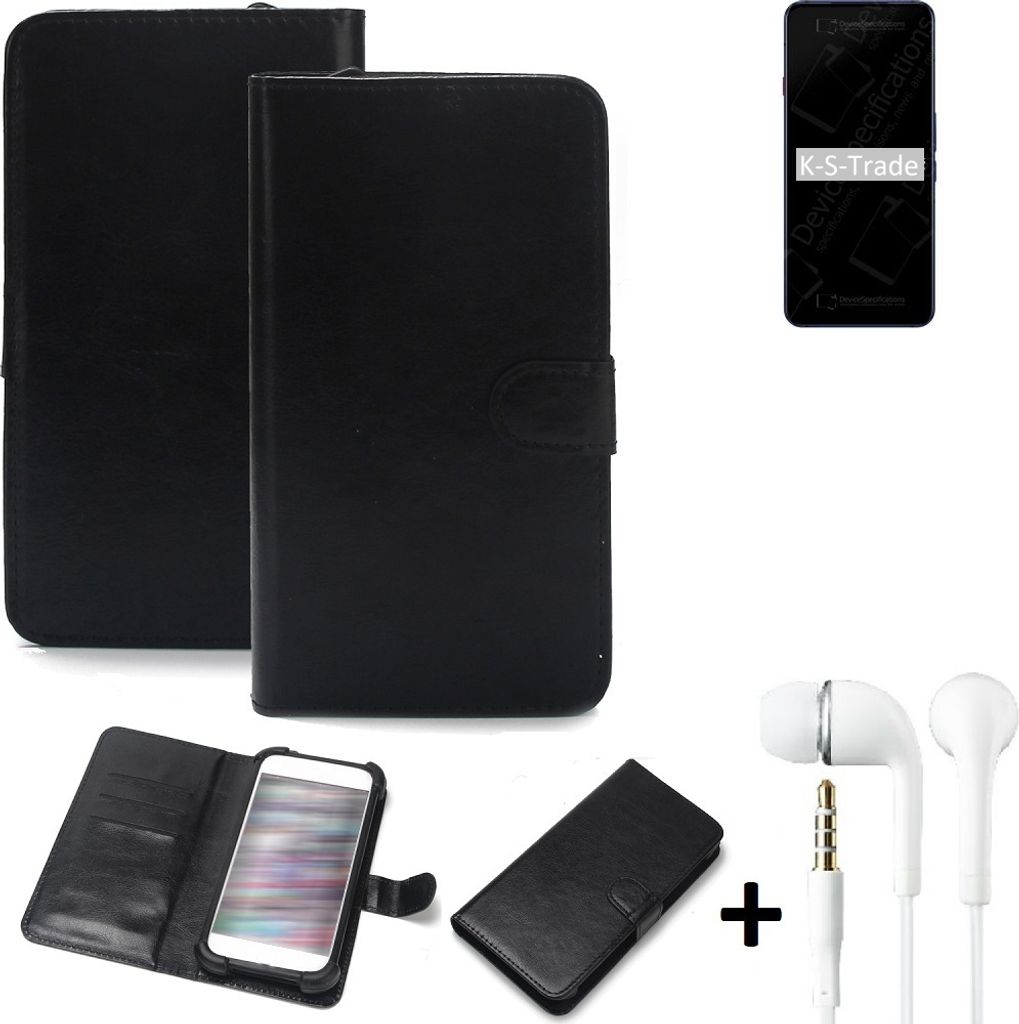 K-S-Trade Wallet Case Handyhülle kompatibel mit nubia Red Magic 7 Pro Schutzhülle Flip cover Flipstyle Tasche Hülle Flipcover Slim Bumper schwarz +