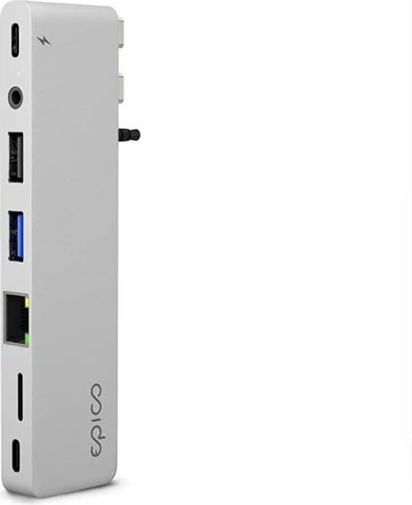 Epico Hub USB-C Pro III Argent - Adaptateur MacBook Pro et Air Haute Vitesse