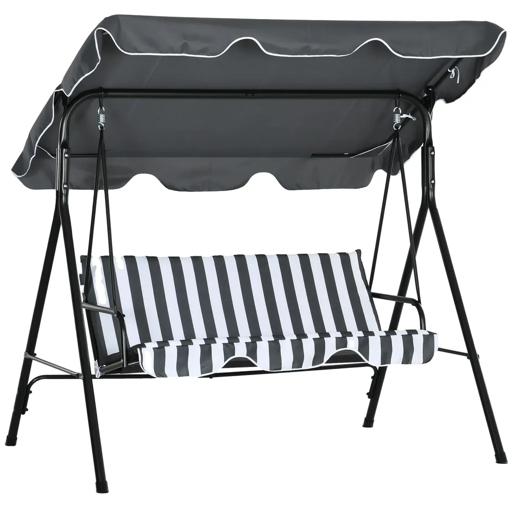 Balançoire de jardin anti-UV 3 places, assise large et toit orientable