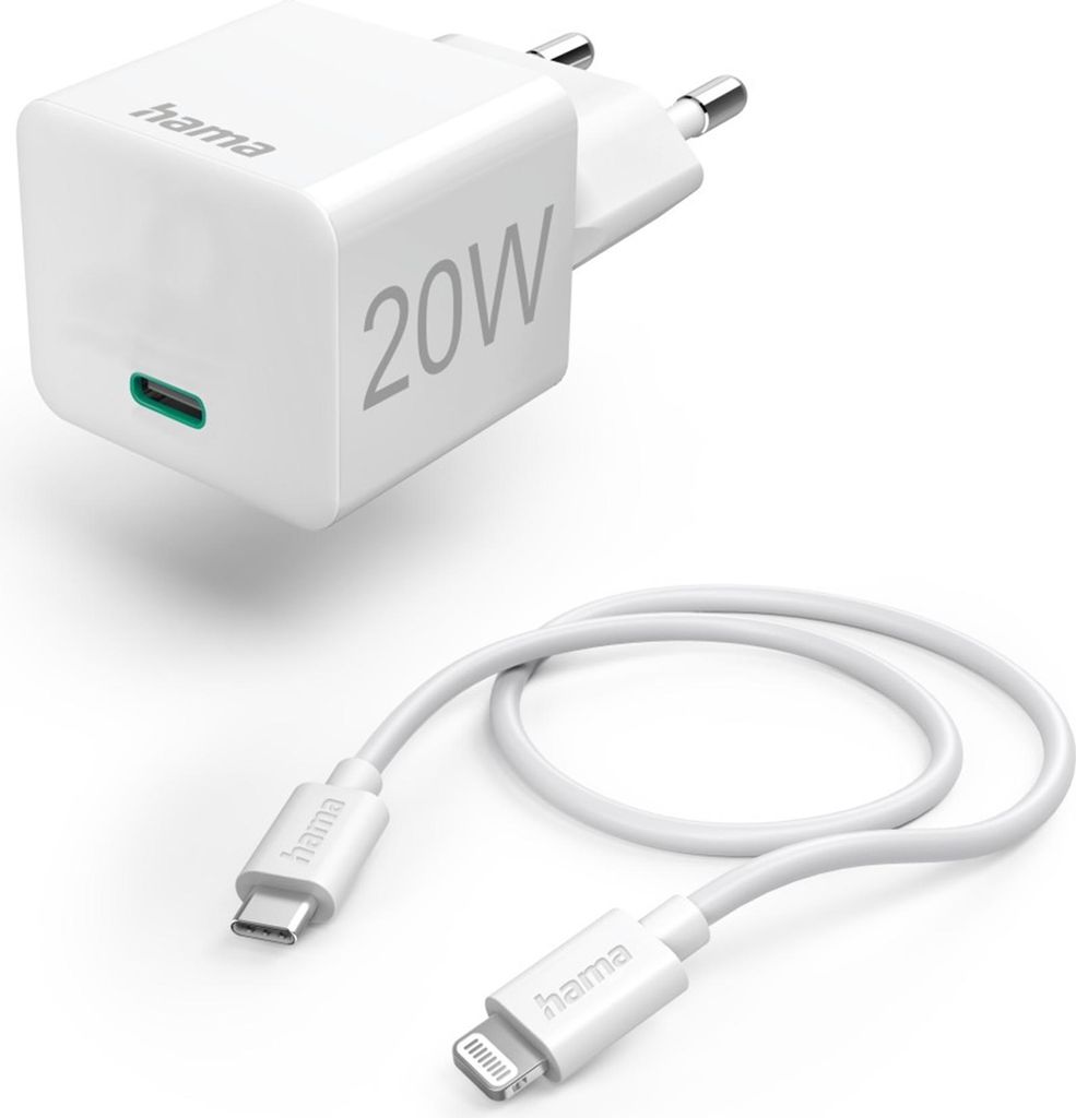 Hama Schnellladegerät Lightning, mit Kabel, PD, 20W, 1m