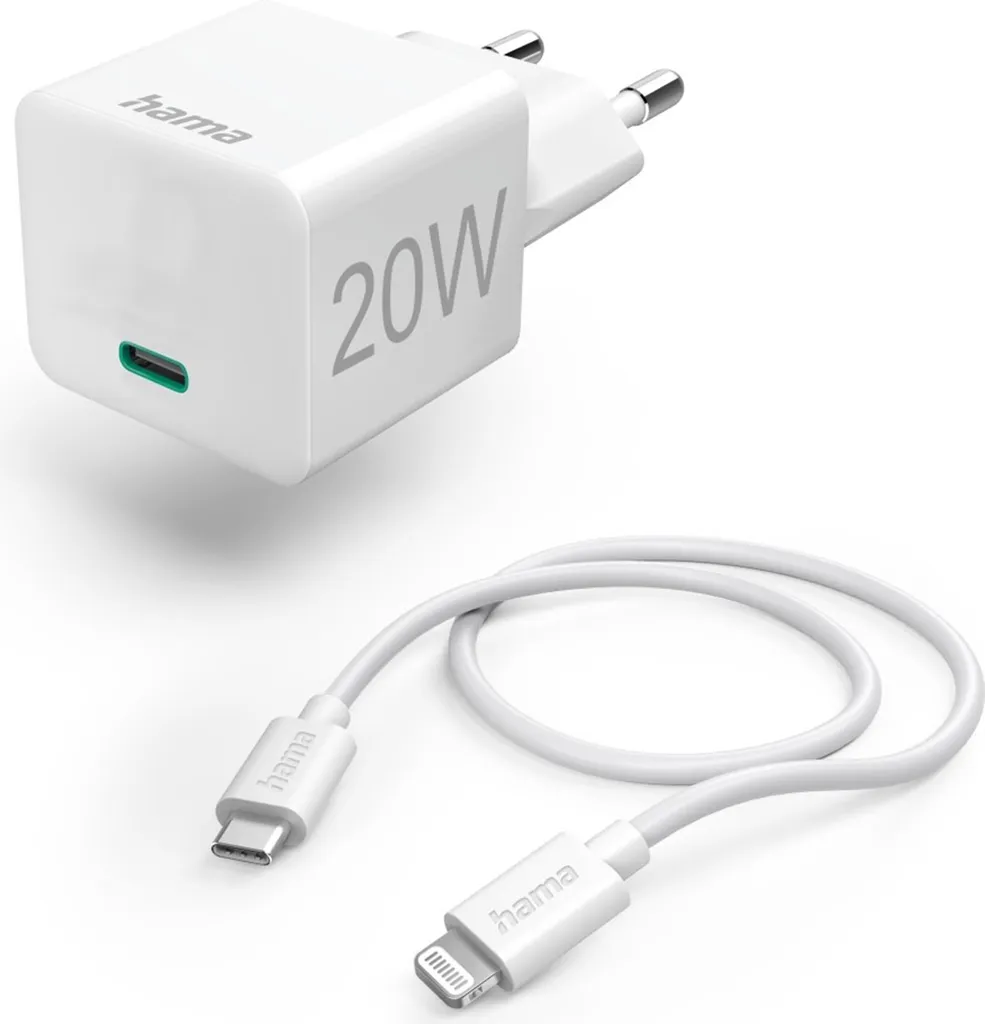 Chargeur de Voyage Lightning 20W Hama Mini pour iPhone Blanc USB-C