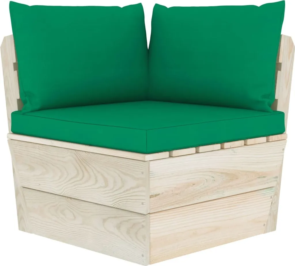 Divano angolare in pallet da giardino con cuscini Legno di abete impregnato