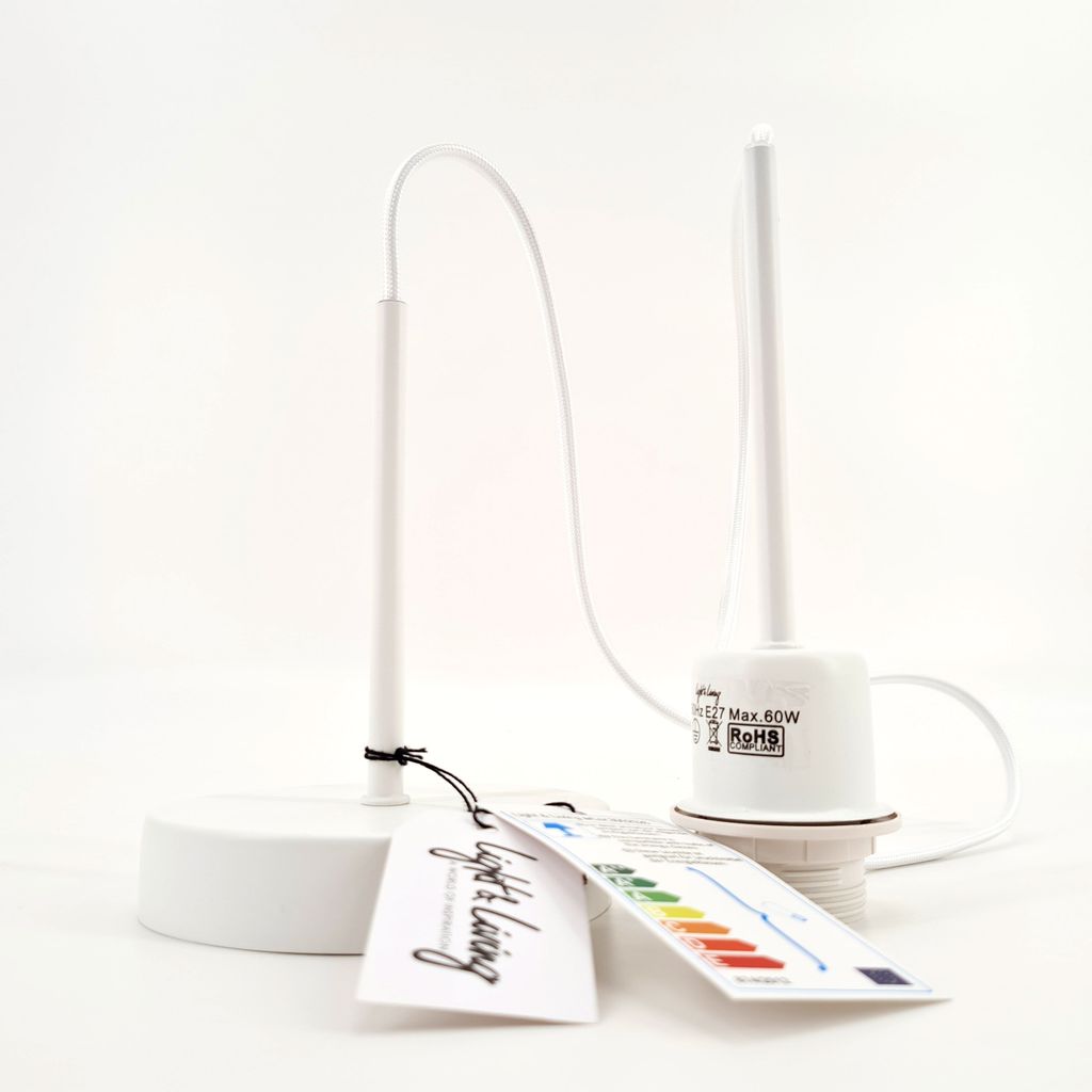 Light & Living Pendelaufhaengung 12*120 cm E27 max 60W weiss Textiel Kabel